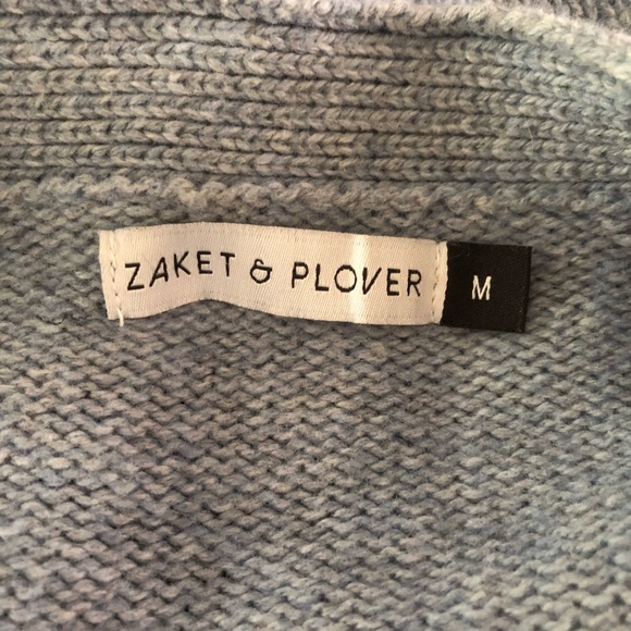 Zaket & Plover Light Blue Merino Wool Blend Button Front Cardigan Size Medium - Picture 3 of 4
